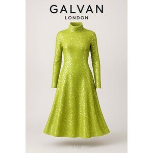Galvan London Runway Sequin Maxi Dress Chartreyse Green Spring 2019 Vogue NWT 8